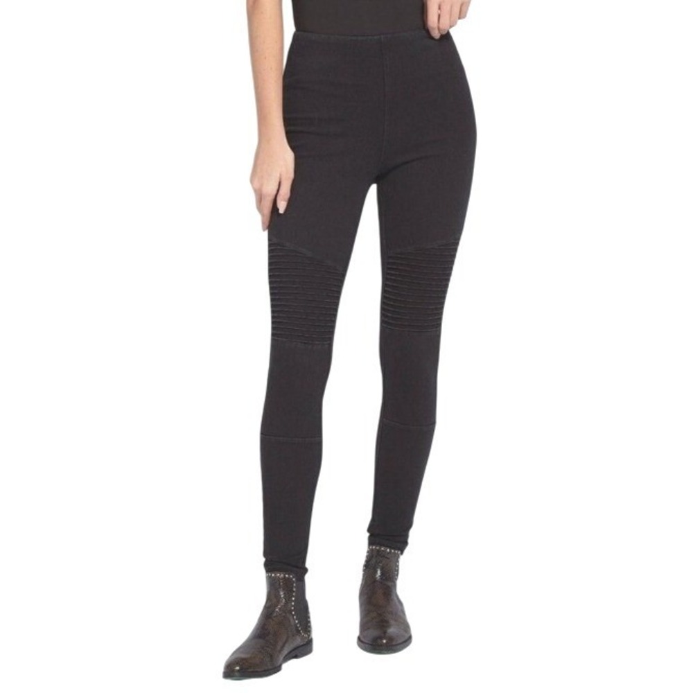 Lysse Womens M Black Moto Toothpick Legging in Midtown Black NWT